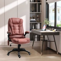 Vinsetto 6 Point Vibration Massage Office Chair with Heat, High Back Executive Office Chair with Padded Armrests, Microfiber Reclining Computer Chair, Red(m-12)