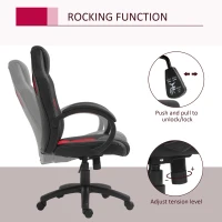 HOMCOM Racing Gaming Chair Office Chair Computer Desk Gamer Chair with Swivel Wheels, Padded Headrest, Tilt Function, Red(m-5)