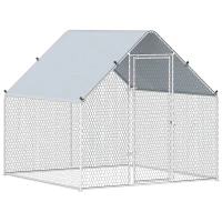 PawHut Metal Chicken Coop with Water- and UV-Protection Cover for Backyard Hen, Duck, Rabbit, 6.6' x 6.6' x 6.6'(m-2)