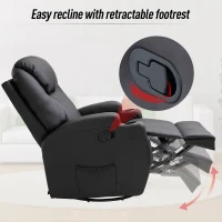 HOMCOM Faux Leather Heated Massage Recliner Chair with Remote - Black(m-8)