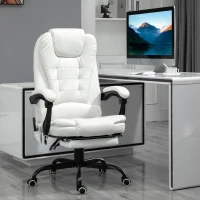 Vinsetto 7-Point Vibrating Massage Office Chair High Back Massaging Office Desk Chair with Lumbar Support, Footrest, White(m-2)