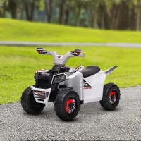 Aosom 6V Quad Kids Electric Car with Wear-resistant Wheels, for Boys and Girls Aged 18-36 Months, White(m-8)