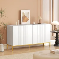 HOMCOM Sideboard Storage Cabinet with Adjustable Shelves, Soft-Close Doors, Kitchen Buffet Cabinet for Dining Room, White(m-1)