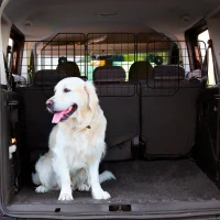 PawHut Dog Car Barrier for SUV, Adjustable Car Divider for Trunk Cargo Area, Heavy-Duty Steel Wire Mesh Barrier, Black(m-8)