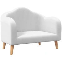 Qaba 2 Seater Kids Sofa with Soft Foam Padded, Anti-Tipping Design, White(m-1)
