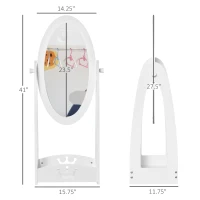 HOMCOM Full Length Mirror for Children, Adjustable to be Viewed From Multiple Angles Dress-up and Make-up, White(m-3)
