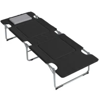 Outsunny Folding Camping Cot Sleeping Beds for adults Office Outdoor Hiking Portable, Black(m-11)