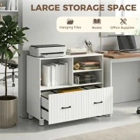 HOMCOM Lateral Office Filing Cabinet, 1-Drawer File Cabinet with Open Storage Shelves, Adjustable Hanging Bars, White(m-5)