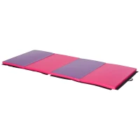 Soozier 4'x10'x2" Folding Gymnastics Tumbling Mat, Exercise Mat with Carrying Handles for Yoga, MMA, Martial Arts, Pink and Purple(m-11)