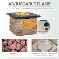 Outsunny 32 Inch Outdoor Propane Gas Fire Pit Table, 50, Brown(m-5)