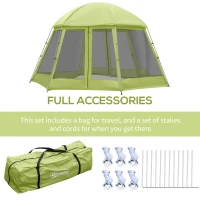 Outsunny Large Screen Tent, Hang Hook for Lantern at Night, 6-8 Person Tent Screen House, 2 Doors for Multiple-Person Entry, Breathable Outdoor Net Canopy Tent, Dome, 16' x 16', Green(m-4)