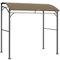 Outsunny 7' x 5' Garden Grill Canopy, BBQ Grill Gazebo Tent with Steel Frame and Hooks, Outdoor Sun Shade, Dark Coffee(m-9)