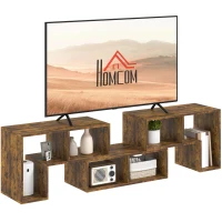 HOMCOM TV Stand for TVs up to 75", 3-Piece Modular TV Console with Open Storage Shelves, Rustic Brown(m-9)