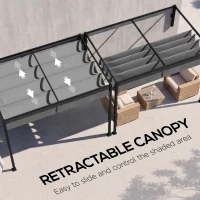 Outsunny 10' x 7' Lean To Pergola, Metal Pergola with Retractable Roof for Grill, Garden, Patio, Deck(m-5)