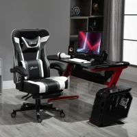 Vinsetto High Back Gaming Chair, Racing Style Ergonomic Computer Desk Chair with Adjustable Height, Retractable Footrest, Headrest and Lumbar Support, Grey(m-10)