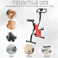 Soozier Foldable Upright Training X-Bike With Magnetic Resistance, Exercise Cycling Bicycle for Cardio, Aerobic Exercise, Red(m-6)
