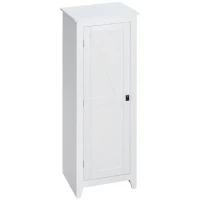 HOMCOM 48" Farmhouse Kitchen Pantry Storage Cabinet with Barn Door, Kitchen Pantry Cabinet with Adjustable Shelves, White(m-12)