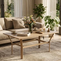 Outsunny Outdoor Coffee Table with Slatted Tabletop, All-Weather Rectangle Metal Patio Coffee Table for Garden, Brown(m-9)