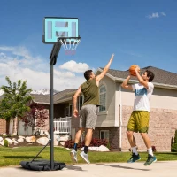 Soozier Basketball Hoop Outdoor, Basketball Hoop and Stand with Weighted Base and Shatterproof Backboard, 6-9 ft, Black(m-1)