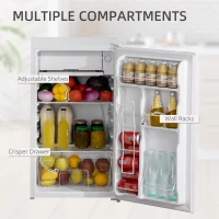 HOMCOM Compact Refrigerator, Mini Fridge with Freezer, Adjustable Shelf, Mechanical Thermostat and Reversible Door, White(m-5)