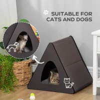 PawHut Heated Cat House A-Frame Pet Shelter with Zippered Water-resistant Roof for Indoor and Outdoor(m-4)