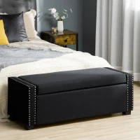 HOMCOM Upholstered Flip Top Storage Bench Fabric Ottoman for Bedroom, Living room, Dark Grey(m-1)