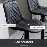 HOMCOM Bar Stools Set of 2, Swivel Counter Height Barstools with Back, Footrest, Adjustable Height, Black(m-7)