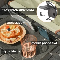 Outsunny Folding Camping Chair, Padded Director Chair with Side Table and Cup Holder, Portable for Picnic, Beach, Hiking, Travel, Green(m-6)