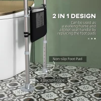 HOMCOM Stand Alone Toilet Safety Frame, Toilet Rails with Adjustable Height Width, 300lb Grab Bar with Suction Cups, Storage, Padded Handles for Elderly(m-5)