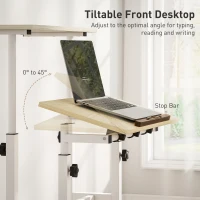 HOMCOM Stand Up Desk, Height & Angle Adjustable Computer Desk with Wheels for Standing or Sitting, Laptop Table, Natural(m-5)