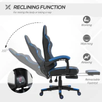 Vinsetto High Back Gaming Chair, PU Leather Racing Style Gamer Computer Chair with Retractable Footrest with Lumbar Support, Pillow and Adjustable Padded Armrests, Blue(m-5)
