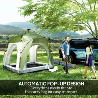 Outsunny Instant Automatic Camping Dome Tent Portable with 4 Doors and 4 Windows for 3 Person, Green(m-6)