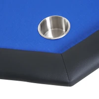 Soozier 47" 8 Player Octagon Poker Table with Cup Holders Folding Top - Blue(m-8)