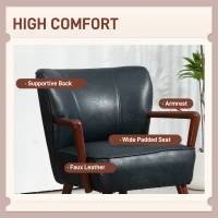 HOMCOM Accent Chair, Modern Armchair, Faux Leather Upholstered Living Room Chair with Wood Legs and Wide Padded Seat, Blue(m-4)