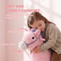 Qaba Kids Spring Rocking Horse, Ride on Horse with Neighing Sounds, Plush Animal Ride on Toy for Ages 3+ Years, Pink(m-6)