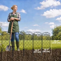 Outsunny 7 Pack Garden Fencing for Yard, Decorative Fence Panels as Flower Edging, Black(m-3)