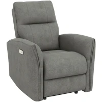 HOMCOM Power Recliner Chair, Dyed Fabric (Like Leathaire) Upholstered Recliner Chair with USB Ports, Footrest, Grey(m-2)