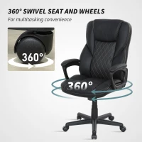 HOMCOM High Back Ergonomic Office Chair, PU Leather Executive Desk Chair with Adjustable Height and Swivel Wheels, Black(m-7)