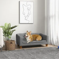 PawHut Raised Dog Sofa, Elevated Pet Sofa for Small Medium Dogs, Gray(m-2)