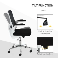 Vinsetto Ergonomic Mesh Office Chair Rocking Swivel Computer Task Desk Chair with Folding Backrest, Lumbar Support, Flip-up Arms and Adjustable Height, Black(m-17)