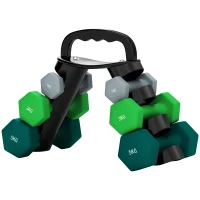 Soozier 40 LBS Hex Dumbbell Set with Vertical Rack, Adjustable Dumbbells, Hand Weights for Home Gym Strength Training, Green(m-2)