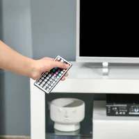 HOMCOM TV Stand for 55-Inch TVs, High Gloss TV Bench with LED Lights, Remote Control, Storage Drawer and Shelves, Entertainment Unit for Living Room, Bedroom, White(m-10)