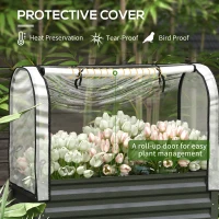 Outsunny Raised Garden Bed with Cover, Metal Elevated Planter Box with Bottom Shelf and Liner, Black(m-4)
