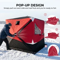 Outsunny Insulated Pop-Up Ice Fishing Tent, 3-4 Person Portable Hub Style Ice Fishing Shelter with Double Zipper Doors(m-5)