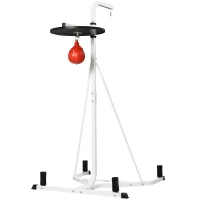 Soozier 2-in-1 Punching Bag Stand, Adjustable Height Heavy Bag Stand with Weighted Base and Speed Bag for Home, White(m-11)