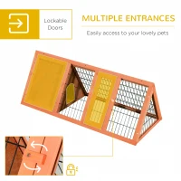 PawHut 47" Triangular Wooden Rabbit Hutch Bunny Guinea Pig House Small Animal Cage Backyard Garden Habitat(m-5)