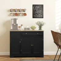 HOMCOM Modern Sideboard Cabinet, 41" Kitchen Buffet Cabinet with Drawer, Adjustable Shelf, 3 Doors for Dining Room, Black(m-1)