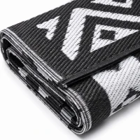 Outsunny Outdoor Rug Carpet Reversible Plastic Straw Rug with LED Lights 12' x 9'(m-11)