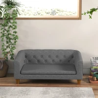PawHut Raised Dog Sofa, Elevated Pet Sofa for Small Medium Dogs, Gray(m-9)