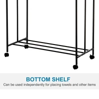 HOMCOM 4-Bag Rolling Laundry Sorter Cart Heavy Duty with Hanging Bar Large Washing Bag and Wheels Laundry Storage Black(m-9)